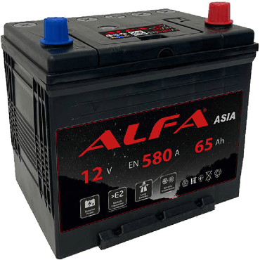 Аккумулятор ALFA Asia 65 JR (с бортом)